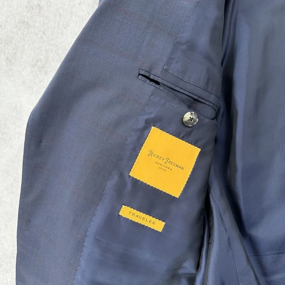 Ermenegildo‎ Zegna Blazer Jacket 42S Windowpane Blue Sport Suit Coat 2-Button